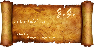 Zeke Géza névjegykártya