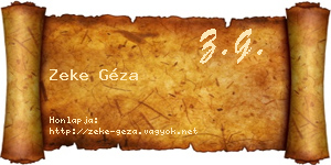 Zeke Géza névjegykártya